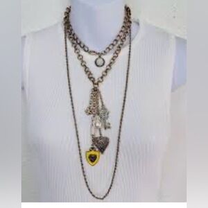 Free People Tate Layer Necklace
Heart Key Charm Cluster Boho
Multi Strand NEW